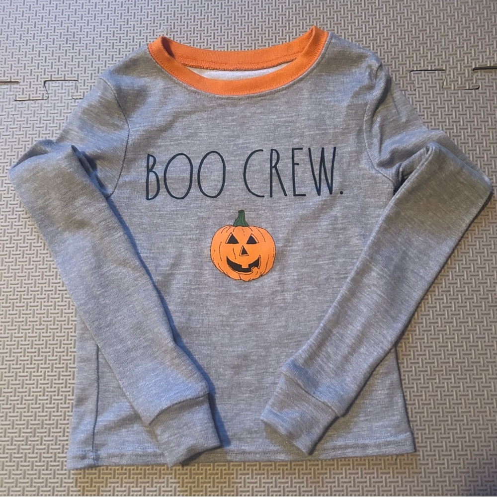 Rae Dunn Gray 'Boo Crew' Halloween Long Sleeve Shirt Size 6